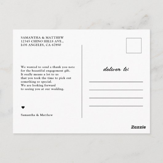 Moderne rustieke verlovingsfeest Dank u Briefkaart (Achterkant)