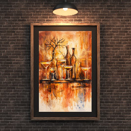 Moderne Rustieke Waterverf Bar Kunst Wand Decor Poster