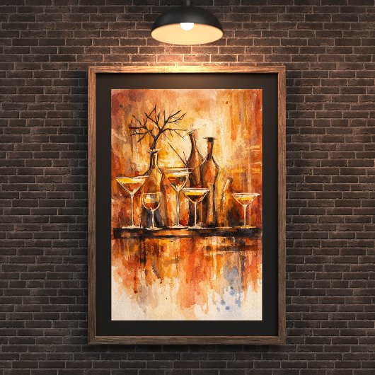 Moderne Rustieke Waterverf Bar Kunst Wand Decor Poster