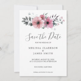 Moderne rustieke waterverf bloemen Save the Date Kaart