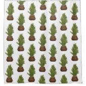 Moderne rustieke Waterverf kerstboom vakantie Douchegordijn (Voorkant)