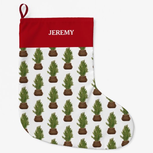 Moderne rustieke Waterverf kerstboom vakantie Grote Kerstsok (Voorkant)