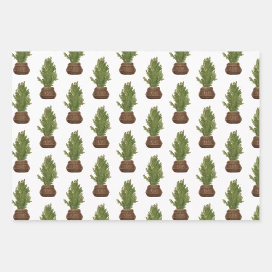 Moderne rustieke Waterverf kerstboom vakantie Inpakpapier Vel (Voorkant 3)