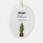 Moderne rustieke Waterverf kerstboom vakantie Keramisch Ornament (Rechts)