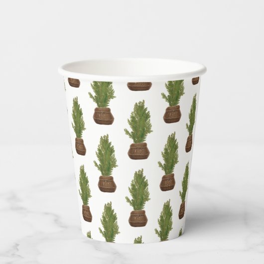 Moderne rustieke Waterverf kerstboom vakantie Papieren Bekers (Achterkant)