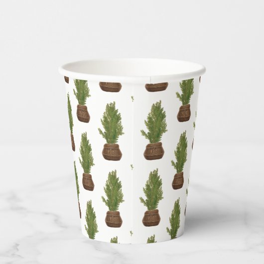 Moderne rustieke Waterverf kerstboom vakantie Papieren Bekers (Rechts)