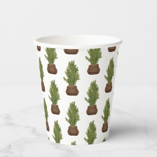 Moderne rustieke Waterverf kerstboom vakantie Papieren Bekers (Voorkant)