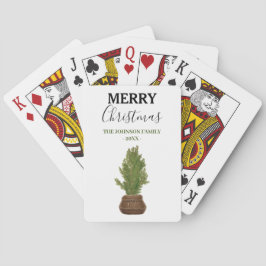 Moderne Rustieke Waterverf Kerstboom Vakantie Pokerkaarten