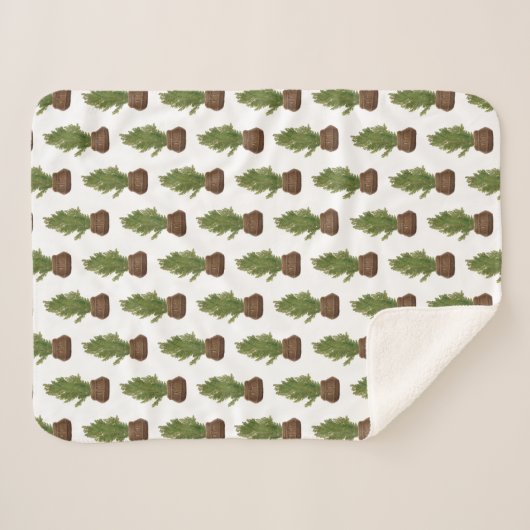 Moderne rustieke Waterverf kerstboom vakantie Sherpa Deken (Voorkant (horizontaal))