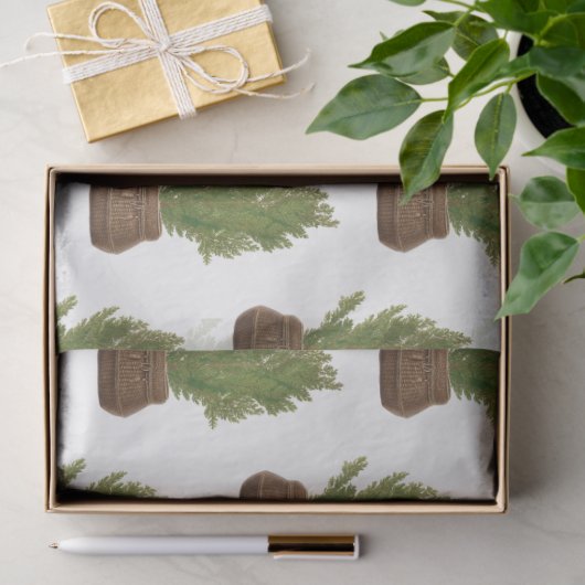 Moderne rustieke Waterverf kerstboom vakantie Tissuepapier (Geschenk)