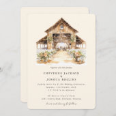 Moderne rustieke Westerne bruiloft uitnodiging (Voorkant / Achterkant)