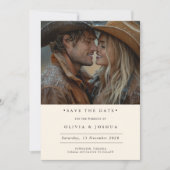 Moderne rustieke Westerne foto Save the Date (Voorkant)