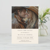Moderne rustieke Westerne foto Save the Date (Staand voorkant)