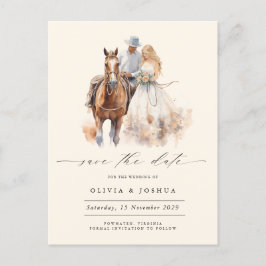 Moderne rustieke Westerne foto Save the Date Aankondigingskaart