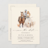 Moderne rustieke Westerne foto Save the Date Aankondigingskaart (Voorkant / Achterkant)