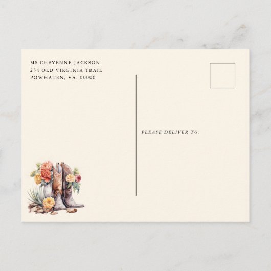 Moderne rustieke Westerne foto Save the Date Aankondigingskaart (Achterkant)