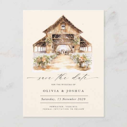 Moderne rustieke Westerne foto Save the Date Aankondigingskaart (Voorkant)