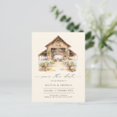 Moderne rustieke Westerne foto Save the Date Aankondigingskaart (Staand voorkant)