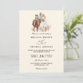 Moderne Rustieke Westerse Rustieke QR Code Trouwen Kaart (Staand voorkant)