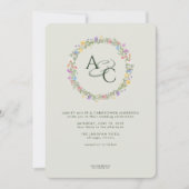 Moderne rustieke Wildbloem Monogram Sage Bruiloft Kaart (Voorkant)