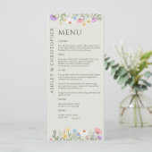 Moderne rustieke Wildbloem Zachte Salie Bruiloft Menu (Staand voorkant)