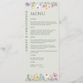 Moderne rustieke Wildbloem Zachte Salie Bruiloft Menu (Voorkant)