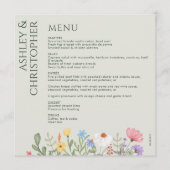 Moderne rustieke Wildbloem Zachte Salie Bruiloft Menu (Voorkant)