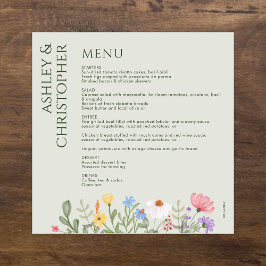 Moderne rustieke Wildbloem Zachte Salie Bruiloft Menu