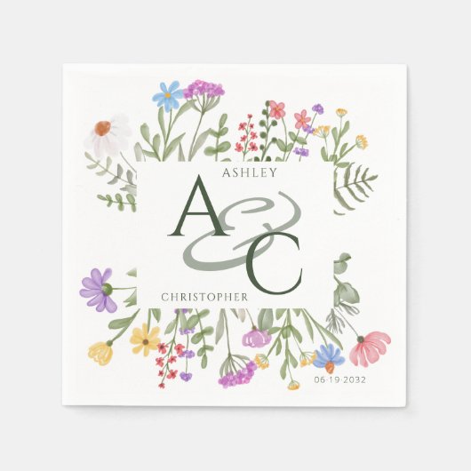 Moderne rustieke wilde bloem servet (Voorkant)