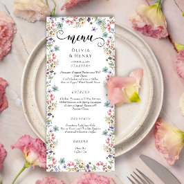 Moderne rustieke wilde bloemen bruiloft menu