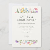 Moderne rustieke Wildflower Border Bruiloft Kaart (Voorkant)
