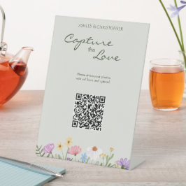 Moderne rustieke Wildflower bruiloft foto Reclamebord Met Voetstuk