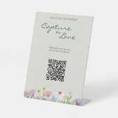 Moderne rustieke Wildflower bruiloft foto Reclamebord Met Voetstuk (Voorkant)