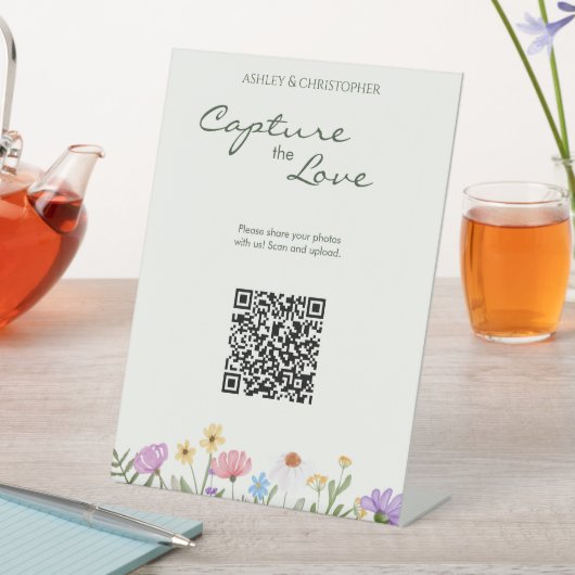 Moderne rustieke Wildflower bruiloft foto Reclamebord Met Voetstuk (Insitu)