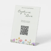 Moderne rustieke Wildflower bruiloft foto Reclamebord Met Voetstuk (Voorkant)