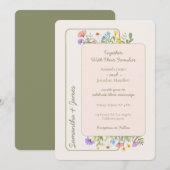 Moderne rustieke Wildflower bruiloft Kaart (Voorkant / Achterkant)