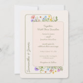 Moderne rustieke Wildflower bruiloft Kaart (Voorkant)