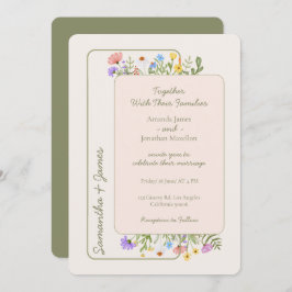 Moderne rustieke Wildflower bruiloft Kaart