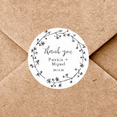 Moderne rustieke Wildflower Folk bruiloft dank u Ronde Sticker