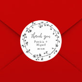 Moderne rustieke Wildflower Folk bruiloft dank u Ronde Sticker