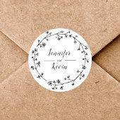 Moderne rustieke Wildflower Folk bruiloft Ronde Sticker