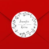 Moderne rustieke Wildflower Folk bruiloft Ronde Sticker