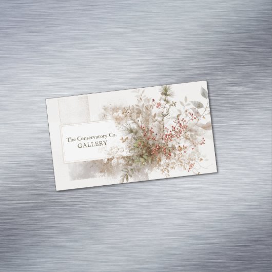 Moderne Rustieke Winter Berry Botanical Magnetisch Visitekaartje (Voorbeeld)