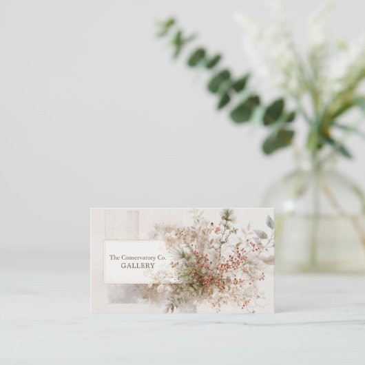 Moderne Rustieke Winter Berry Botanical Visitekaartje (Staand voorkant)