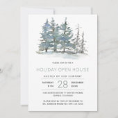 Moderne rustieke winter bos vakantie open huis kaart (Voorkant)