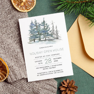 Moderne rustieke winter bos vakantie open huis kaart