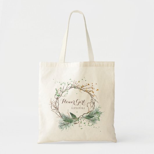 Moderne rustieke winter bruiloft bruidsmeisje tote bag (Voorkant)