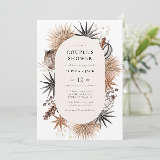 Moderne rustieke Winter Kerstmis Couple's Douche Kaart (Staand voorkant)