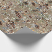 Moderne Rustieke Winter Pine Cone Boho Kerstmis Cadeaupapier (Hoek)