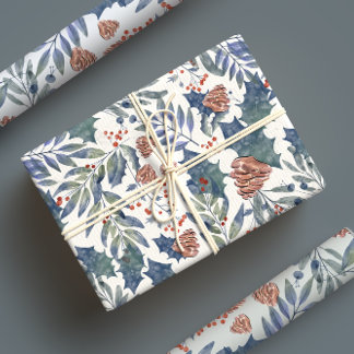 Moderne rustieke winterbos botanische pijnbomen inpakpapier vel